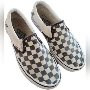Vans Classic Checkerboard Slip-On Black/Off White - 3.5 Men's, 5 Women's- GUC